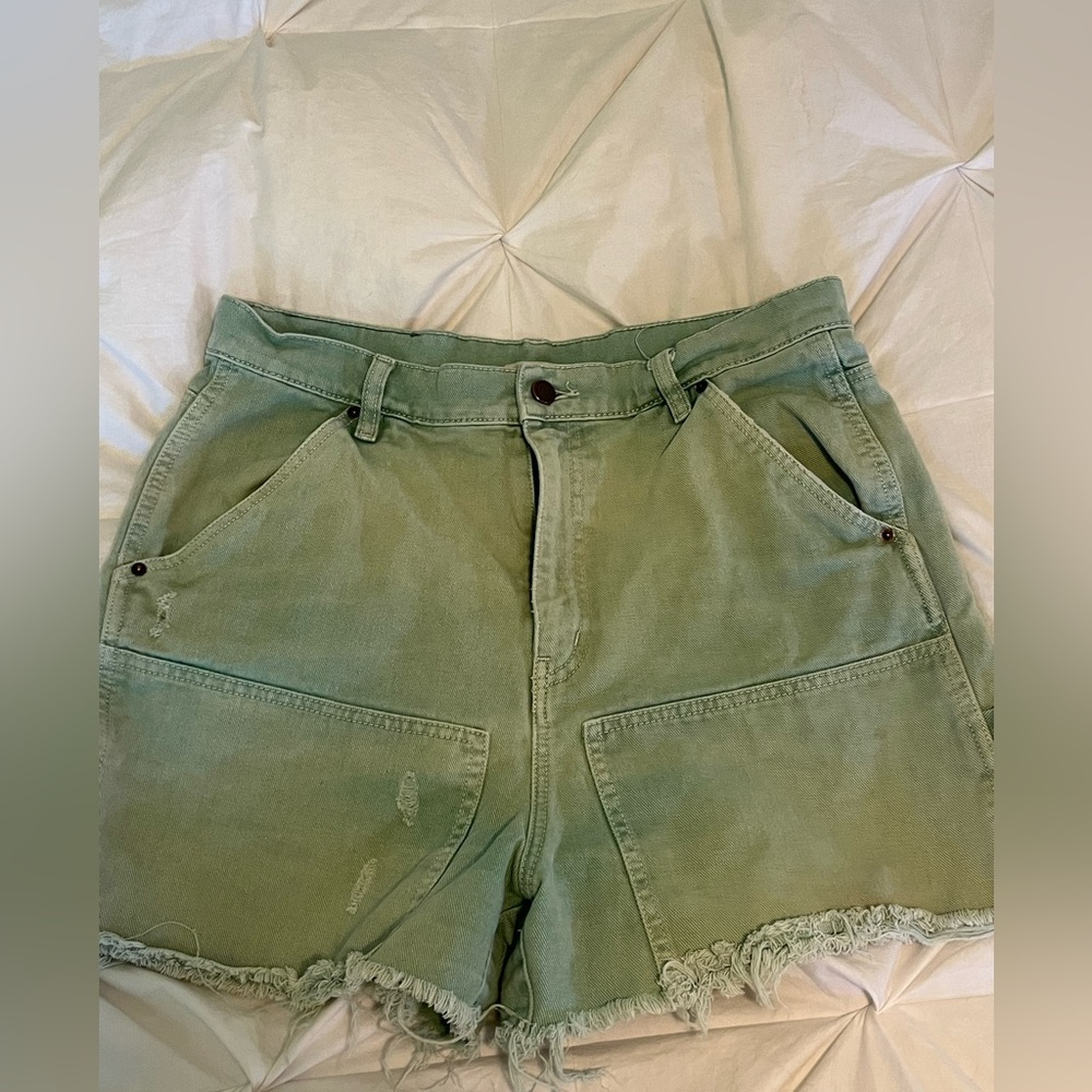 Green Urban Outfitters Cut Off Carpenter Shorts